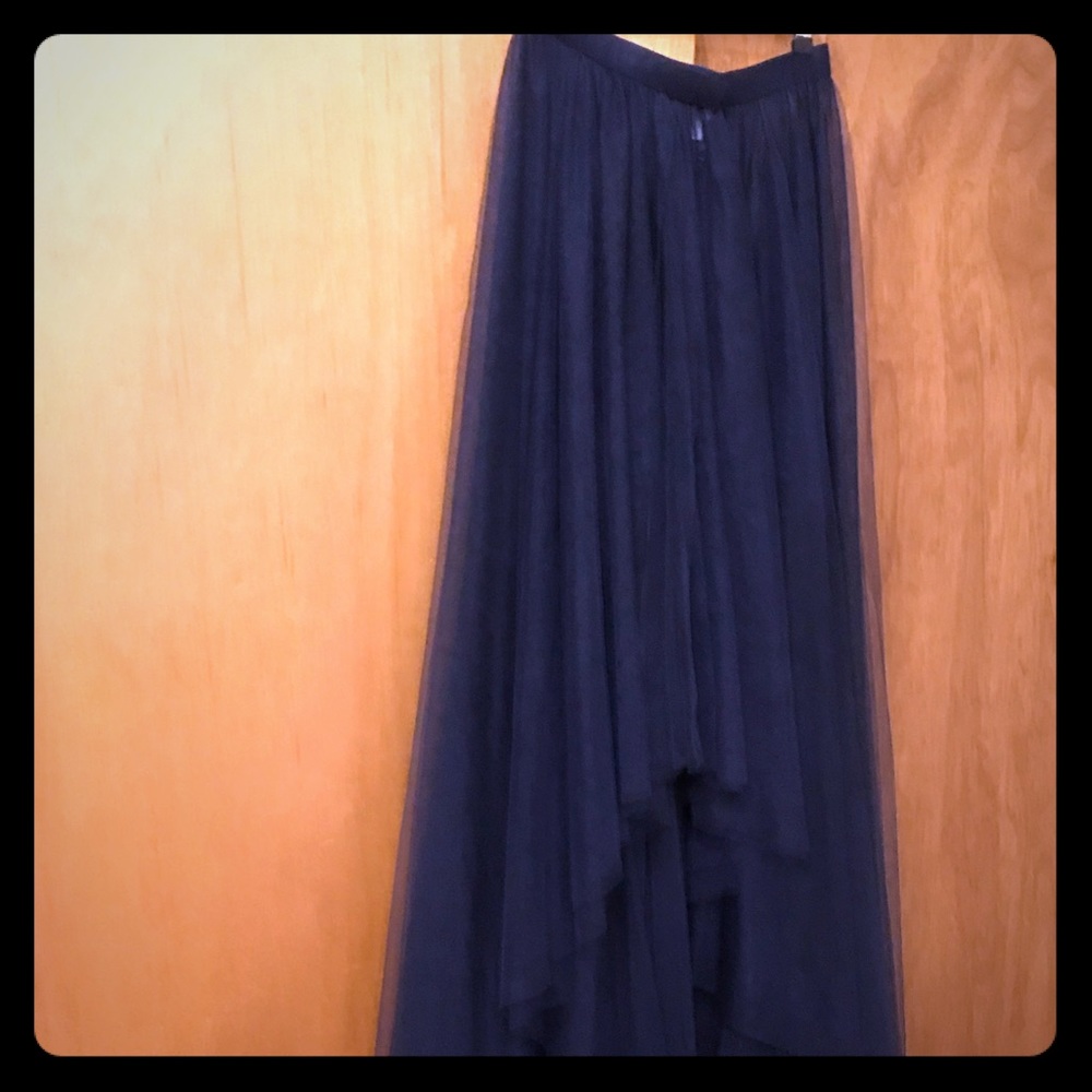 Luxurious blue tulle hi-low skirt